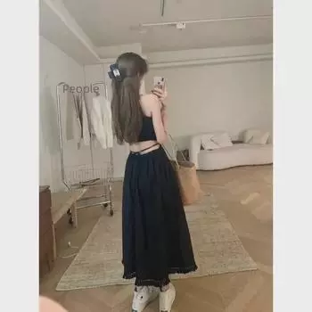 «Женское летнее праздничное платье с халтер-воротом, завязками на талии и открытой талией» S