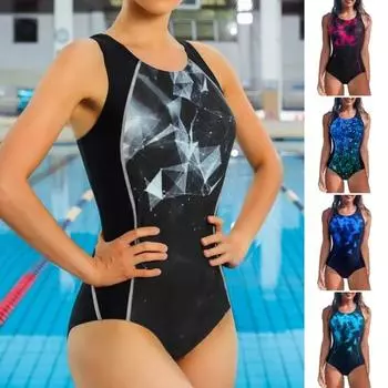 Женское летнее сексуальное монокини с v-образным вырезом без рукавов и открытой спиной, спа-купальник с принтом, цельный купальник, пляжная одежда S красный