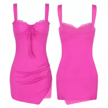 Женское летнее сексуальное облегающее платье на бретельках для девочек, сарафан, кружевное платье с цветочным принтом и рюшами по бокам, однотонное мини-платье для пляжного отдыха S