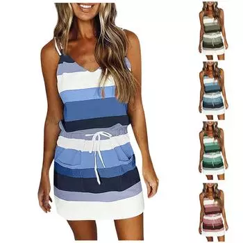 Женское летнее сексуальное платье без бретелек без рукавов с v-образным вырезом и бахромой, пляжное платье от солнца L