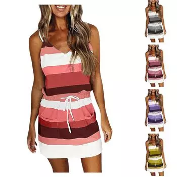 Женское летнее сексуальное платье без бретелек без рукавов с v-образным вырезом и бахромой, пляжное платье от солнца XL серый