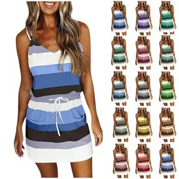 Женское летнее сексуальное платье без бретелек без рукавов с v-образным вырезом и бахромой, пляжное платье от солнца S