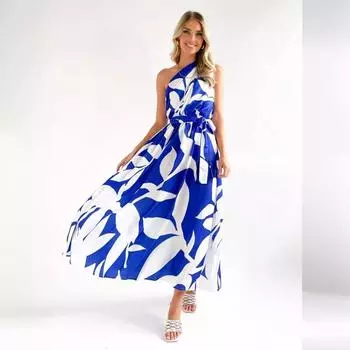 Женское летнее сексуальное платье с обтягивающей талией S синий