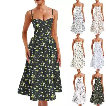 Женское летнее сексуальное платье средней длины с тонкой талией, юбка на подтяжках для женщин XL светло-фиолетовый