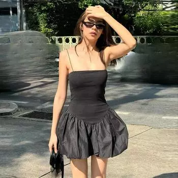 Женское летнее сексуальное платье в стиле французского стиля с пышными подвязками в стиле пэчворк для женщин и европейцев и американцев S