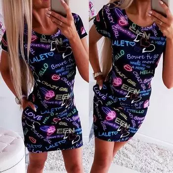 Женское летнее сексуальное праздничное платье с принтом M