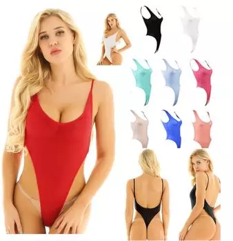 Женское летнее шелковистое прозрачное цельное боди с глубоким V-образным вырезом, стринги с высоким вырезом, купальник, боди, купальник синий