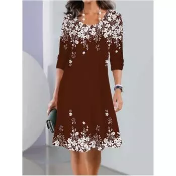 Женское летнее свободное платье больших размеров с принтом и круглым вырезом, с длинными рукавами, платья миди в форме сердца 8XL