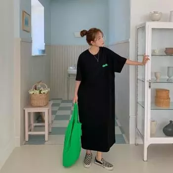 Женское летнее свободное платье-футболка длиной до колена с короткими рукавами, длинное платье M белый