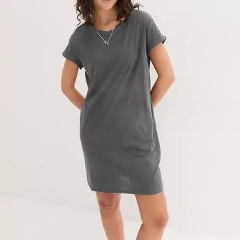Женское летнее свободное повседневное платье с коротким рукавом и круглым вырезом
