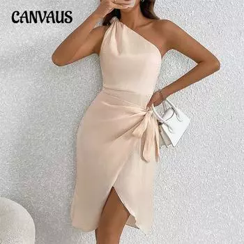 Женское летнее темпераментное сексуальное облегающее платье с косыми плечами и юбкой-шортами S абрикосовый