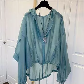 Женское летнее тонкое пальто с защитой от солнца, модная свободная куртка с капюшоном и карманом на молнии, женская верхняя одежда, ветровка XXXXL белый
