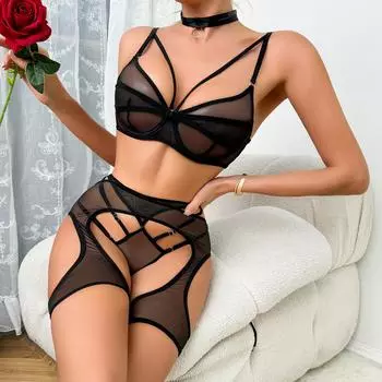 Женское летнее тонкое полое прозрачное сексуальное нижнее белье S
