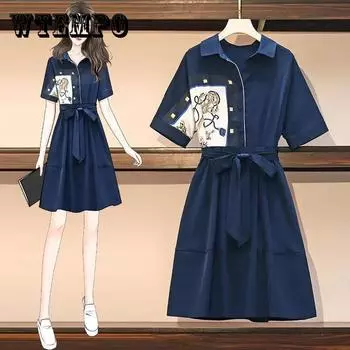 Женское летнее винтажное платье с короткими рукавами и высокой талией, элегантное плиссированное платье средней длины с лоскутным принтом XXXXL