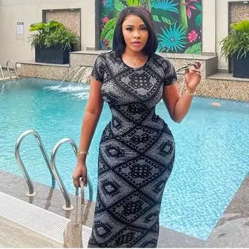 Женское летнее винтажное платье с круглым вырезом и высокой талией, длинное вечернее платье S чёрный