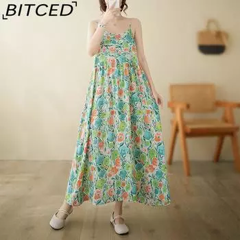 Женское литературное винтажное длинное платье, летний пуловер с круглым вырезом, платья с короткими рукавами M зелёный