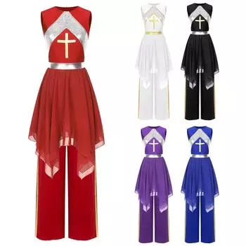 Женское литургическое танцевальное платье без рукавов с пайетками и асимметричным подолом, с металлическим узором, широкие брюки, наряд для богослужения S королевский синий