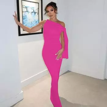 Женское макси-платье облегающего кроя, однотонное, без рукавов, обтягивающее, эластичное, с высоким воротником, открытыми плечами, для клуба, вечеринки, свидания, шопинга, длинное платье S чёрный