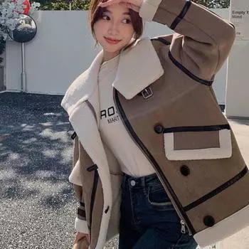 Женское меховое цельное пальто из овечьей шерсти для женщин на осень и зиму, утолщенное и теплое для маленьких людей, замшевая плюшевая большая одежда S