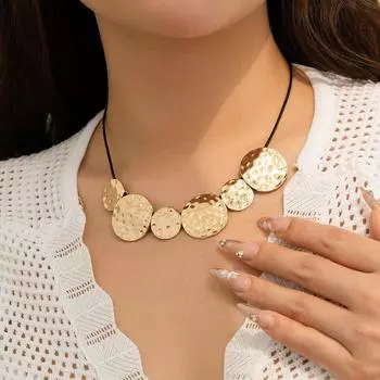 Женское металлическое круглое ожерелье с подвеской в стиле Ins, модное однослойное ожерелье на ключице