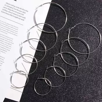 Женское металлическое вечернее панк-кольцо, большой круг, модные серьги-кольца, ювелирные изделия, гвоздики для ушей 4cm