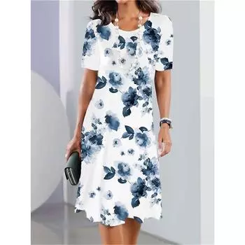 Женское миди-платье повседневное платье футболка платье платье-сдвиг летнее платье элегантное стильное формальное отпуск S
