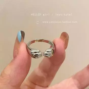 Женское милое кольцо в виде кошачьего когтя - легкое, роскошное, нишевое, простое, открытое, регулируемый аксессуар для указательного пальца серебряный