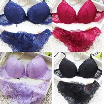 Женское милое сексуальное нижнее белье, атласные кружевные бюстгальтеры с вышивкой и трусиками B 32 чёрный