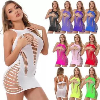 Женское мини-платье без рукавов с вырезом Babydoll Bodycon Clubwear Ночная рубашка Sleepwear One Size