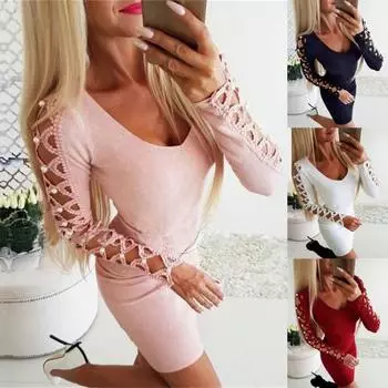 Женское мини-платье длиной выше колена, сексуальное облегающее платье для вечеринки XL красный