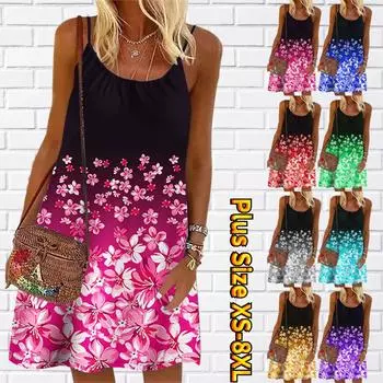 Женское мини-платье с цветочным принтом сломанной лилии, вечернее платье без рукавов, летнее пляжное платье, сарафан XS розовый