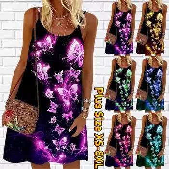 Женское мини-платье с цветочным принтом Morpho Deidamia, праздничное платье без рукавов, летнее пляжное платье, сарафан XS розовый