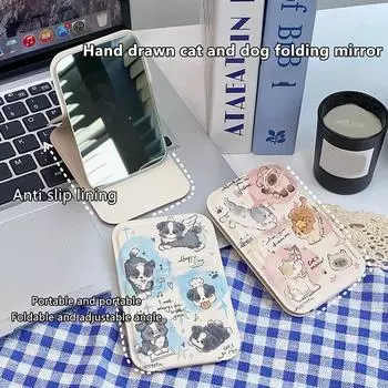 Женское мини-зеркало, складное ручное зеркало для макияжа, портативное одностороннее мини-косметическое зеркало, складное, с высоким разрешением, туалетные принадлежности B