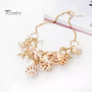 Женское многослойное массивное массивное ожерелье из морских ракушек из искусственного жемчуга, морская звезда, ювелирные изделия