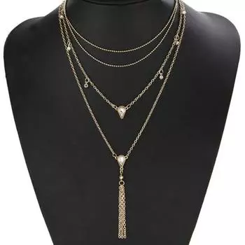 Женское многослойное ожерелье с длинной кисточкой, золотое сплошное металлическое удлиненное регулируемое четырехслойное сексуальное минималистичное ожерелье-цепочка для девочек, модные аксессуары золотистый