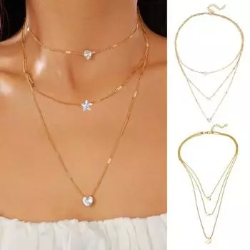 Женское многослойное ожерелье с подвеской в виде капли воды, регулируемая удлиненная цепочка, ожерелье, ювелирное изделие, подарок A