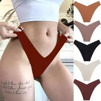 Женское модное бесшовное нижнее белье из ледяного шелка с низкой талией и V-образной формой, спортивные трусы для йоги, ультратонкие мягкие женские трусики M белый