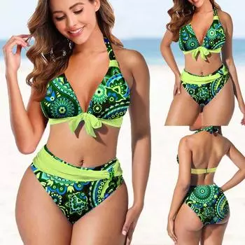 Женское модное бикини с разрезом и высокой талией, с подушечками для бюстгальтера и без стального купальника с бюстгальтером XL