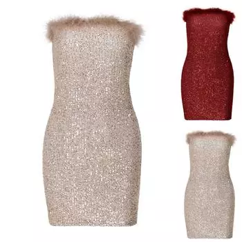 Женское модное блестящее шелковое платье-труба в полоску, подходящее для вечеринок L