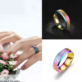 Женское модное цветное кольцо из нержавеющей стали с геометрическим узором, ювелирное кольцо, размер 5-12 A