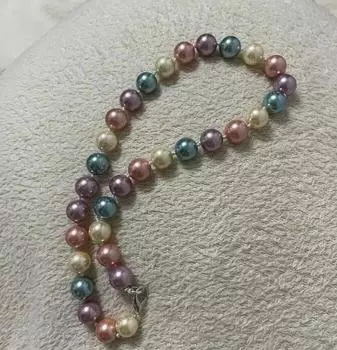 Женское модное цветное круглое ожерелье с жемчугом диаметром 12 мм, 18 дюймов