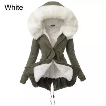 Женское модное длинное пальто с капюшоном из искусственного меха, зимнее теплое флисовое утепленное пальто-парка, верхняя одежда больших размеров XS белый