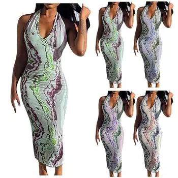 Женское модное длинное платье с принтом, длинное платье со средней талией, темпераментное платье на бедрах XXXL красный