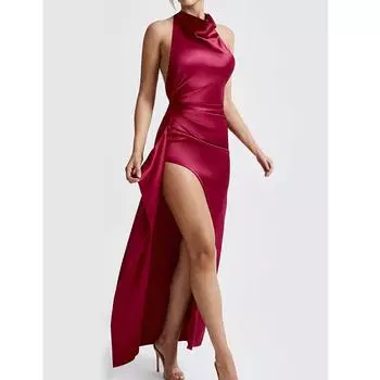 Женское модное длинное вечернее платье без рукавов Backack XS чёрный