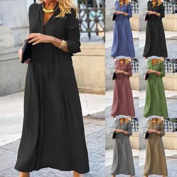 Женское модное французское платье с v-образным вырезом, вечернее платье, шифоновое однотонное платье L синий