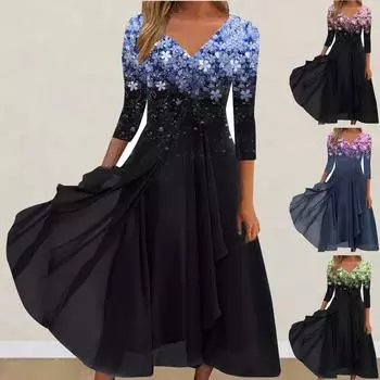 Женское модное французское платье с v-образным вырезом, вечернее платье, шифоновое нерегулярное платье XL зелёный