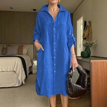 Женское модное и повседневное платье с длинным рукавом L белый