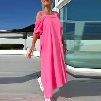 Женское модное и повседневное платье с короткими рукавами L