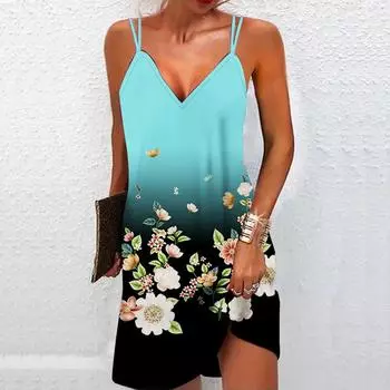 Женское модное и сексуальное платье без бретелек с 3D-принтом камелии, свободное камуфляжное платье с v-образным вырезом XS синий