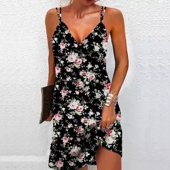 Женское модное и сексуальное платье без бретелек с красочным 3D-принтом, свободное камуфляжное платье с v-образным вырезом XS красный